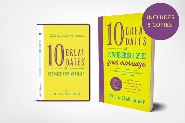 dvd and book cover of 10 great dates to energize your marriage with david arp, claudia arp, joshua straub, christi straub